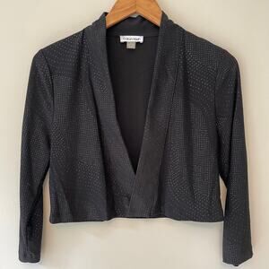 Calvin Klein Women's Long Sleeve Cardigan Shrug Size Small Black Glitter Cropped